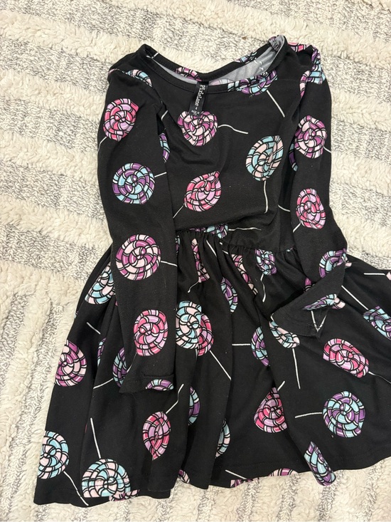 Pixielane Other - Girls Black Lollipop Print Long-Sleeve Skater Dress